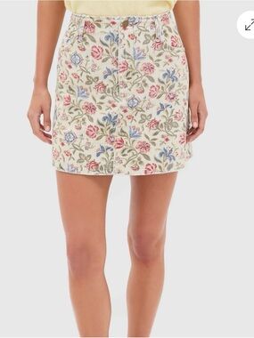 Tuckernuck Floral Embroidered Mini Skirt in Cream, Pink & Blue